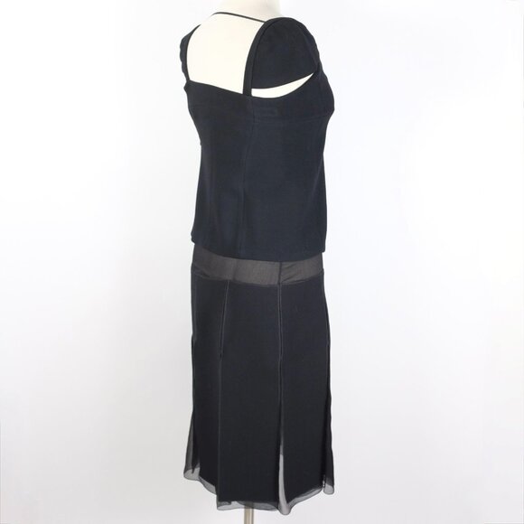 Y2K 90s PRADA dress 2 piece top skirt 44 US Small black sheer panels vintage - Picture 7 of 16
